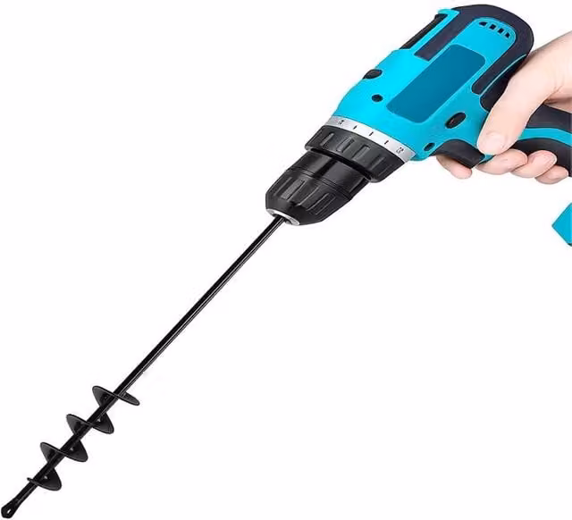 NESTLUNE Black Garden Auger Spiral Drill Bit for Planting, W/D/H: 100 x 45 cm