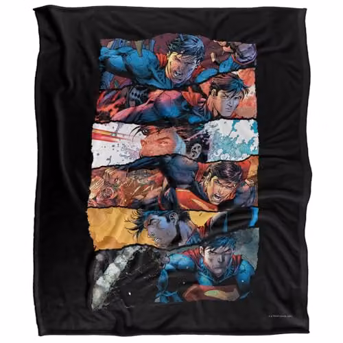 DC Comics Superman Torn Collage Super Soft Silky Touch Throw Blanket, Multicolour, W: 152 cm, D: 127 cm