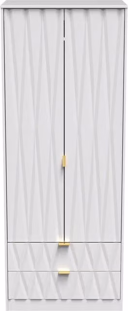 Ready Assembled 2 U Dallas White 2 Door 2 Drawer Wardrobe with Gold Metal Details