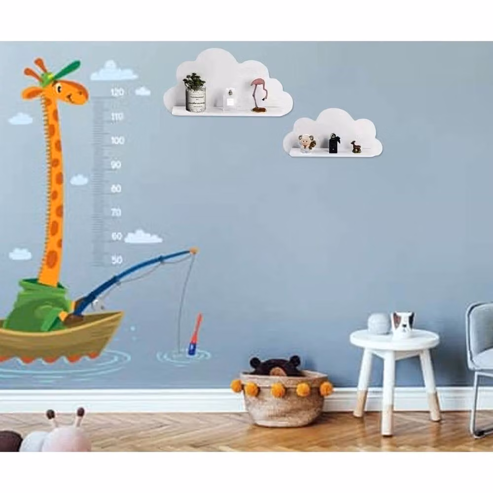 Kelvenix White Cloud Shaped Wall Mounted Display Rack Unit with Back Panel – 2
