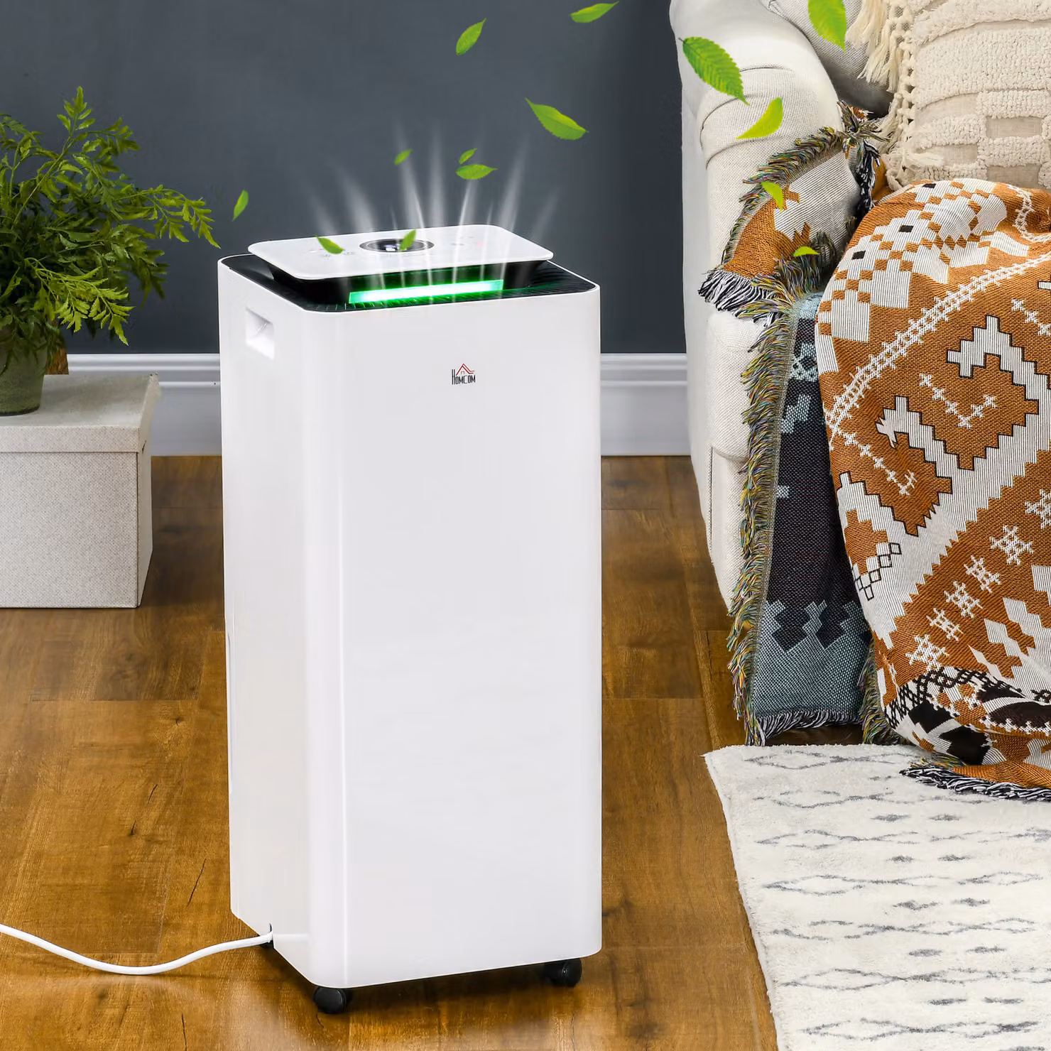 HOMCOM White Portable Dehumidifier with 16L/Day Capacity, Air Filter, 24H Timer and 5 Modes – 2