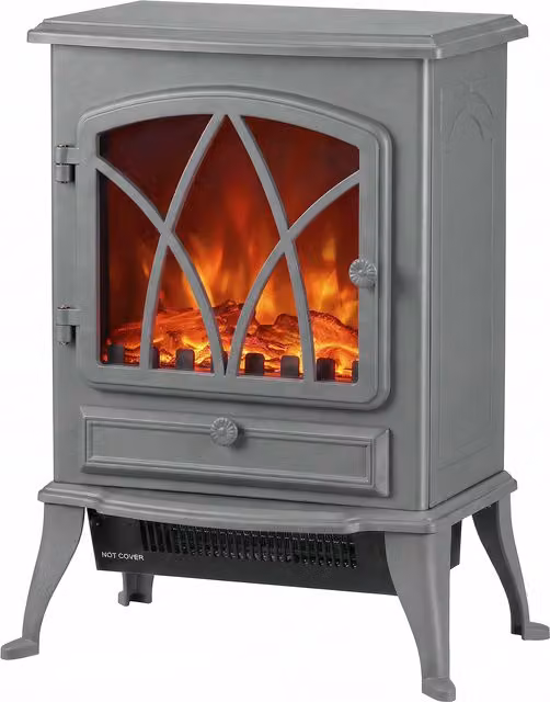 HOMCOM Vintage Electric Fireplace Heater, 1kW-2kW, Grey – 1