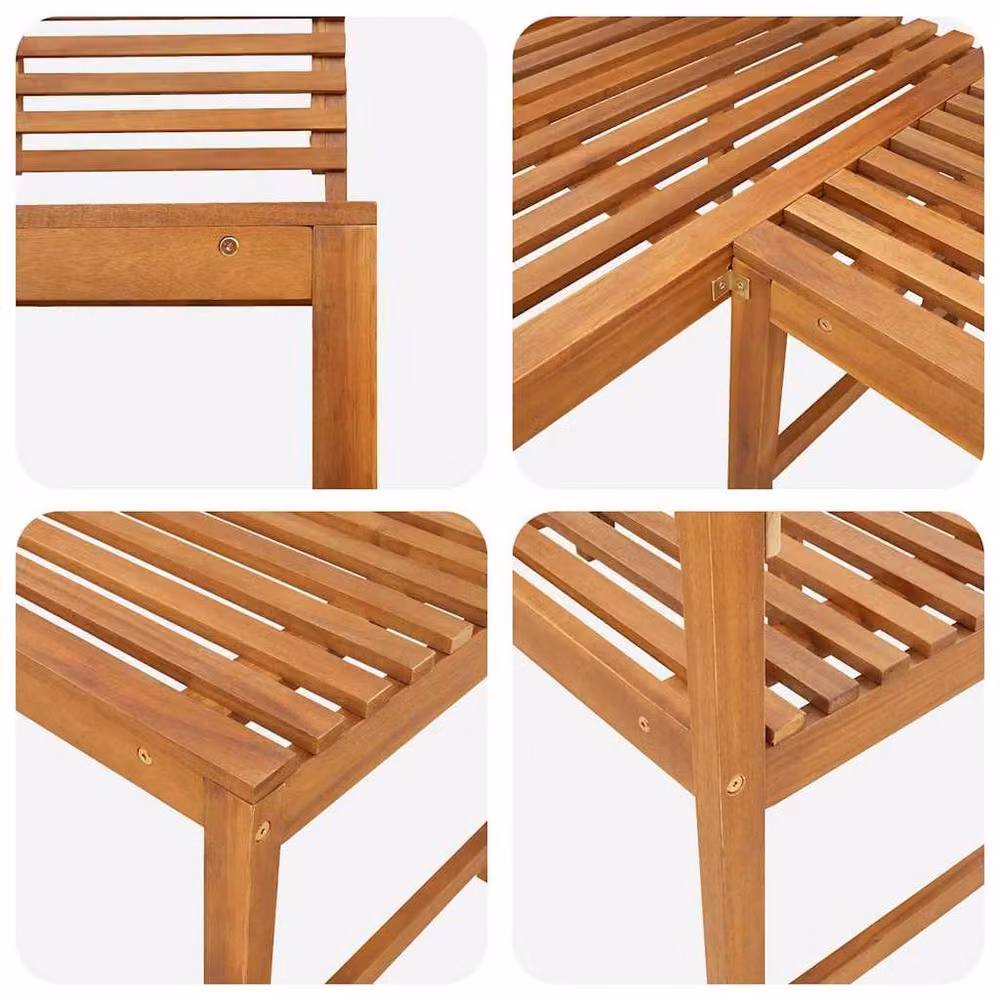 Berkfield Home Beautiful Garden Corner Bench in Brown Solid Oiled Acacia Wood, 140 cm – 4