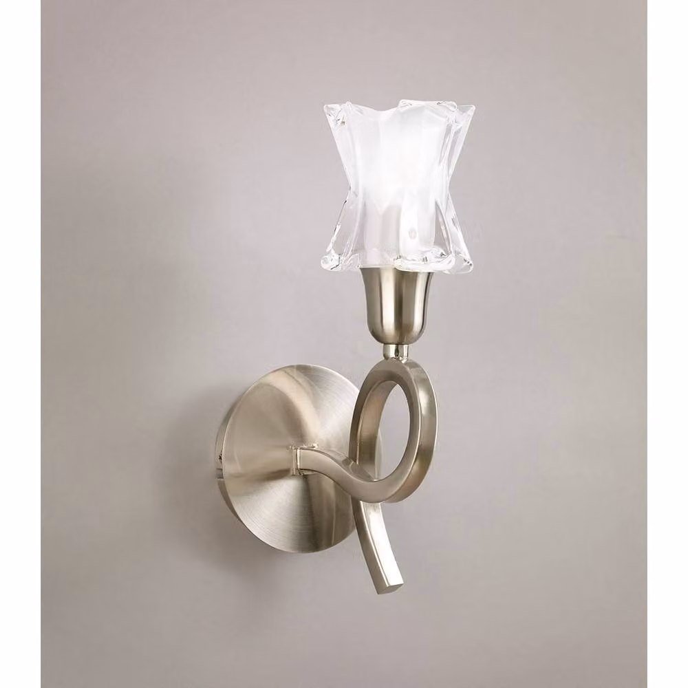 Netlighting Alaska Wall Lamp with Switch, Satin Nickel and Grey Glass, GU10 1 Light – 2