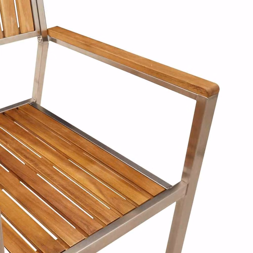 Berkfield Home Set of 6 Stacking Garden Chairs in Brown Solid Acacia Wood, W/D/H: 54.5 x 56 x 87 cm – 2