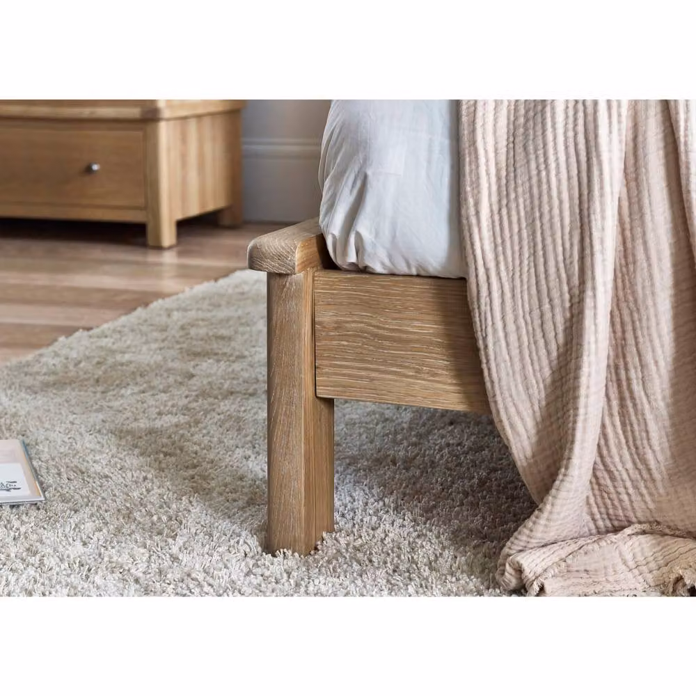 Cheshire Ivory Limed Oak Double Bed in Brown, W/D/H: 135 x 190 cm – 4
