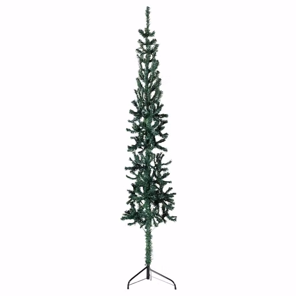 Berkfield Home Slim Artificial Half Christmas Tree in Green with Stand, Height: 150 cm – 2