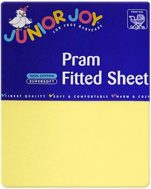 Junior Joy Yellow Cotton Pram Fitted Sheet for Babies