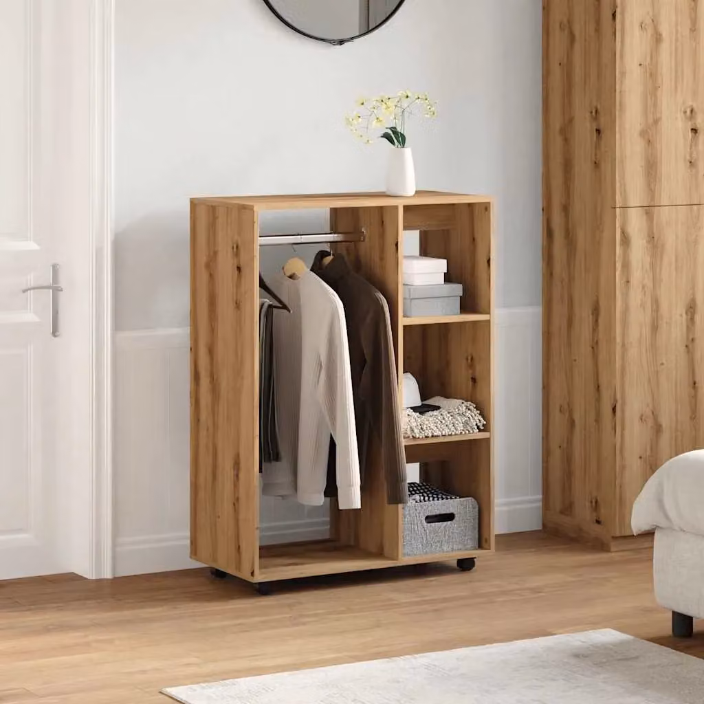 Berkfield Home Artisan Oak Wardrobe in Brown, W/D/H: 80 x 40 x 110 cm – 3