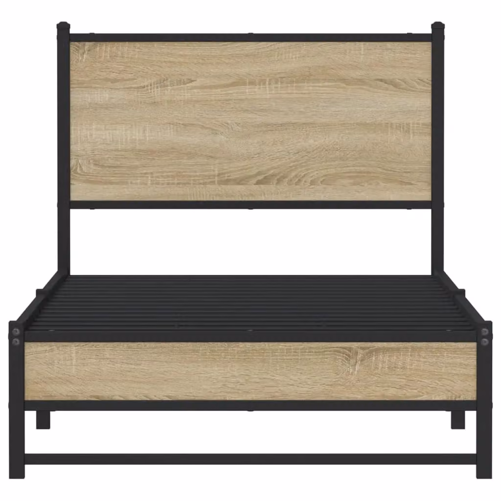 Berkfield Home Metal Bed Frame in Sonoma Oak Brown, Small Single, W/D/H: 75 x 190 cm – 3