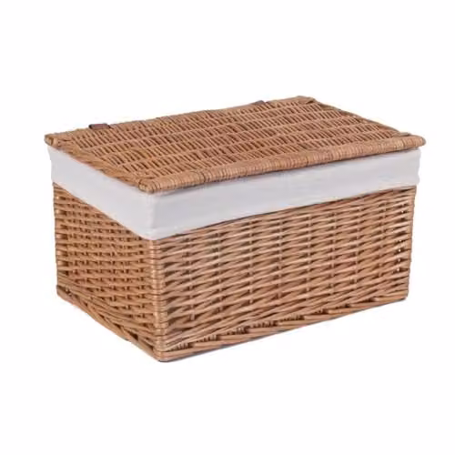 Red Hamper Small Wicker Storage Basket with Light Steamed Cotton Lining, Brown – 1