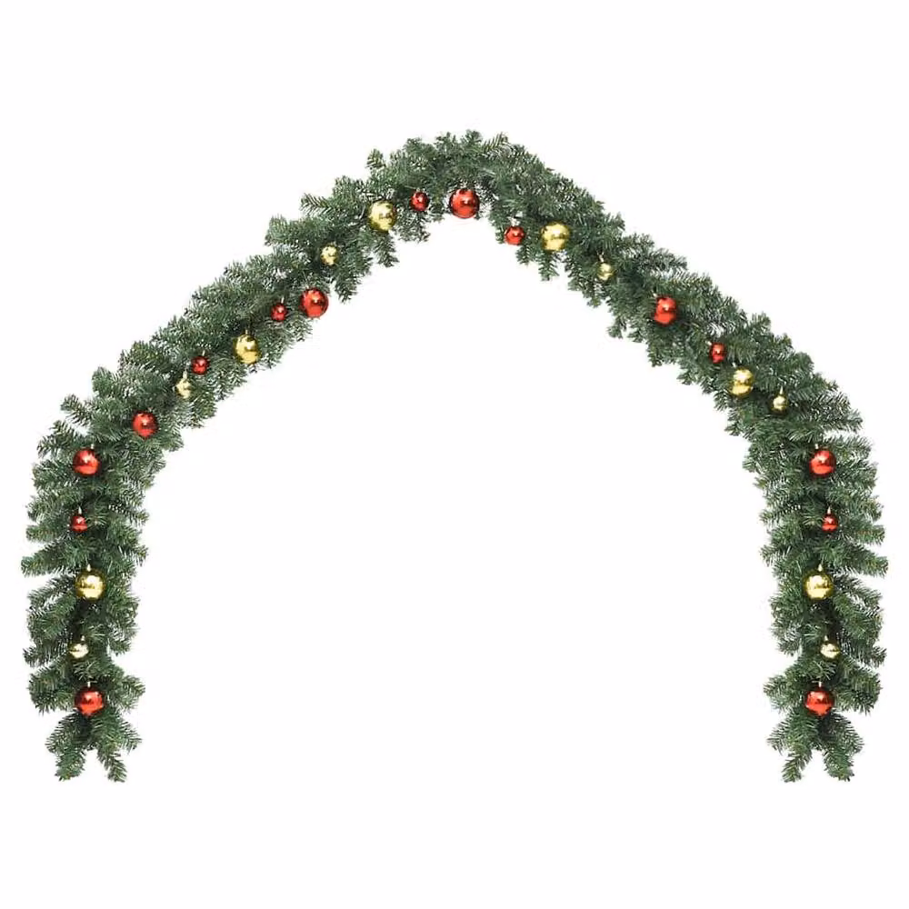 Berkfield Home Green Christmas Garland with Baubles and LED Lights, 10 m – 3