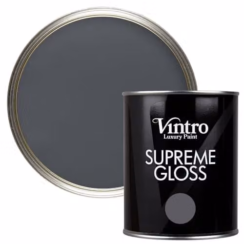Vintro Wigeon Grey High Gloss Water Based Paint for Interior and Exterior Use on Walls, Wood and Trim, 1 Litre