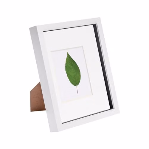Nicola Spring 3D Shadow Box Photo Frame in White with Grey Mount for 4 x 6 inch Pictures – 1