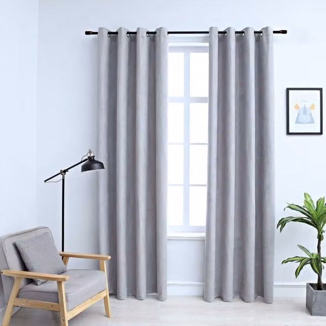 Berkfield Home Grey Blackout Curtains with Eyelets, 2 Pack, W: 140 cm, H: 225 cm