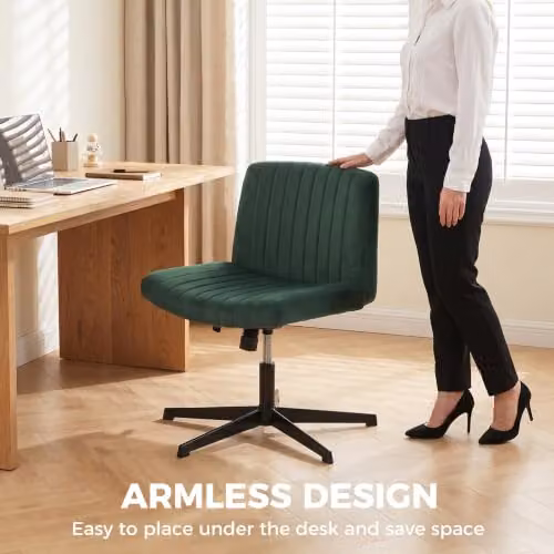 HOMCOM Green Fabric Task Chair with Wide Seat and 360 Degree Swivel, W/D/H: 64 x 65 x 120 cm – 6