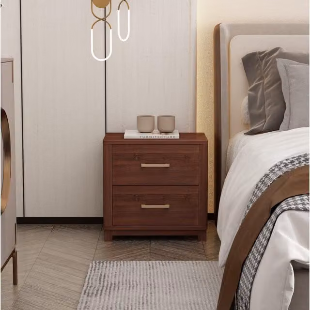 Cabinet Bits Grotti 2 Drawer Bedside Table in Brown Metal – 1