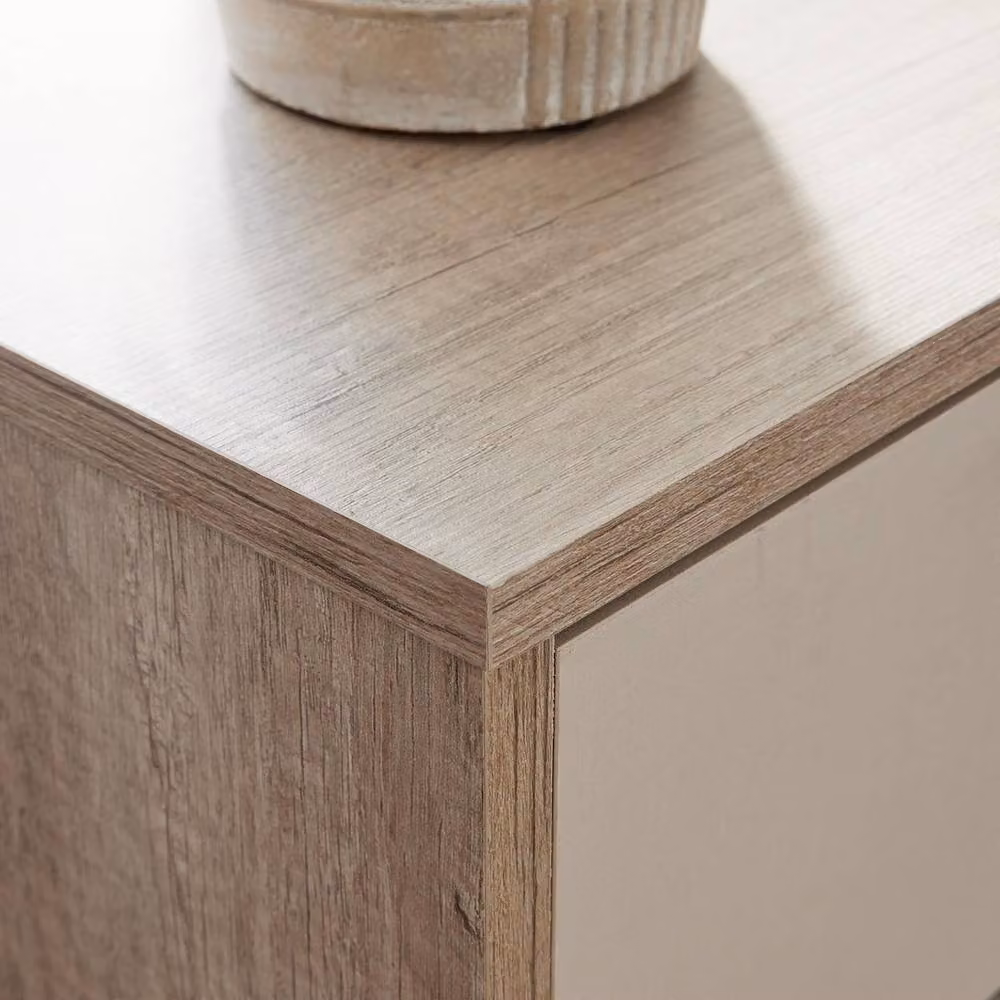 FORGEVIO Industrial Bedside Cabinet with Drawers, Brown Wood and Metal Nightstand – 2