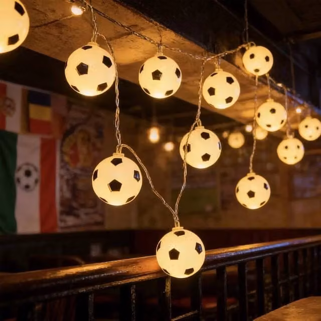 FLAVORA Solar LED Football String Lights in White for Garden and Terrace Decoration