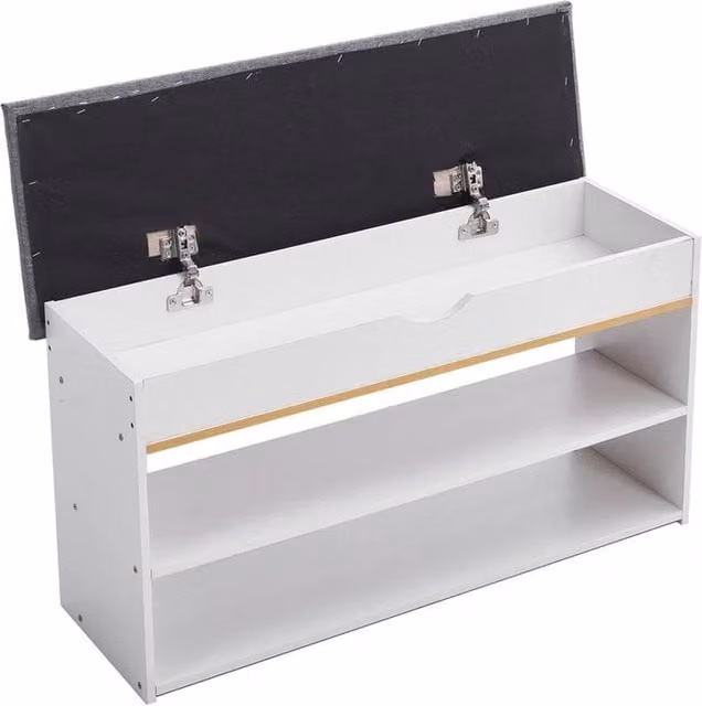 PAWNORA 3 Tier White Shoe Bench and Storage Cabinet – 1