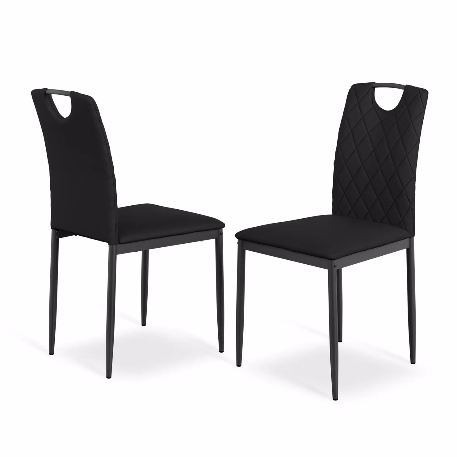 More4Homes Monza Set of 2 Faux Leather Dining Chairs in Black with Metal Legs – 4