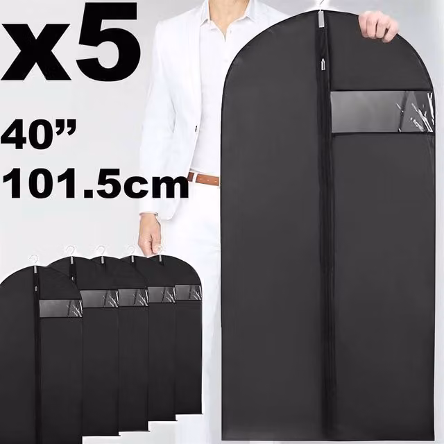 NESTLUNE Black Garment Carrier Bag for Suits, Coats and Dresses, W/D/H: 5 x 5 x 101 cm – 1