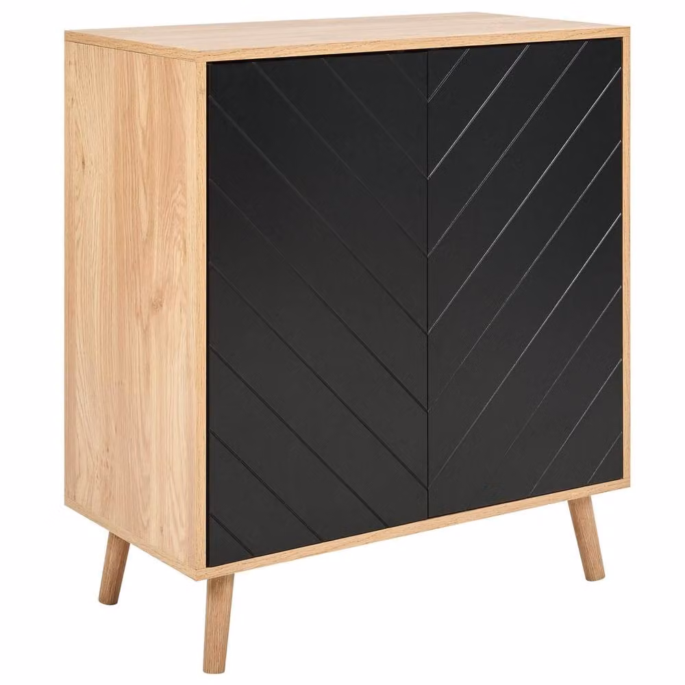 Wyld Haus Nordic Living Sideboard in Black and Light Wood with 2 Doors – 2
