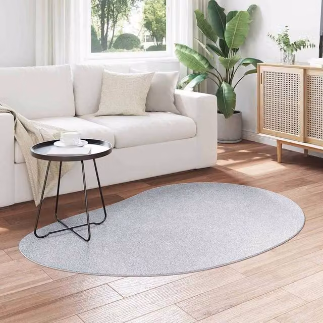 Berkfield Home Modern Grey Oval Polyester Non-Slip Area Rug W: 120 cm, L: 170 cm