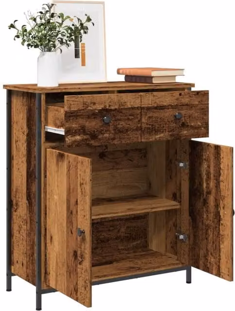 Berkfield Home Old Wood Sideboard in Brown, W/D/H: 70 x 41 x 56 cm