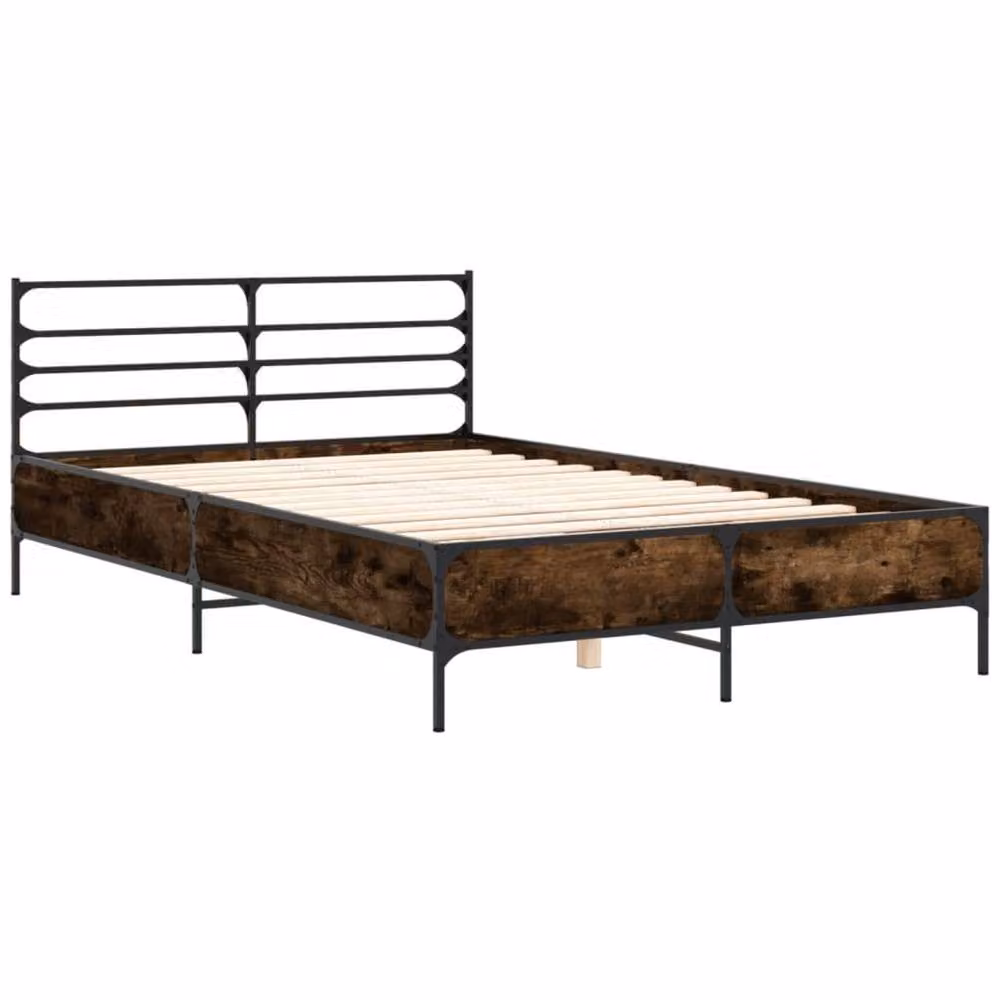 Berkfield Home Smoked Oak Bed Frame in Brown, W/D/H: 140 x 200 cm – 3