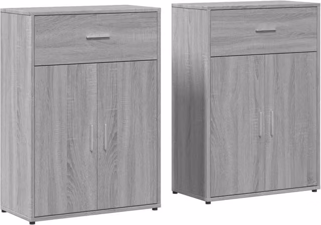 Berkfield Home Set of 2 Modern Grey Sonoma Sideboards, W/D/H: 60 x 30 x 84 cm