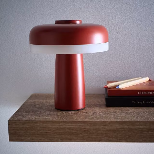 K LIVING Lyon Red Rechargeable LED Table Lamp with Dimmable Touch Control