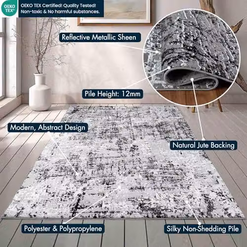 Desire Rugs Serenity Modern Abstract Black Area Rug, W: 120 cm, L: 170 cm – 3