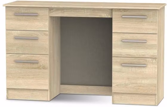 Welcome Modern Contrast Double Pedestal Dressing Table in Matt Beige Wood