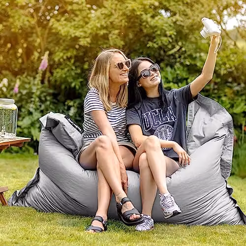 icon Bazaar Giant Indoor Outdoor Bean Bag Lounger in Navy Blue and Light Grey, W: 140 cm, D: 30 cm – 4