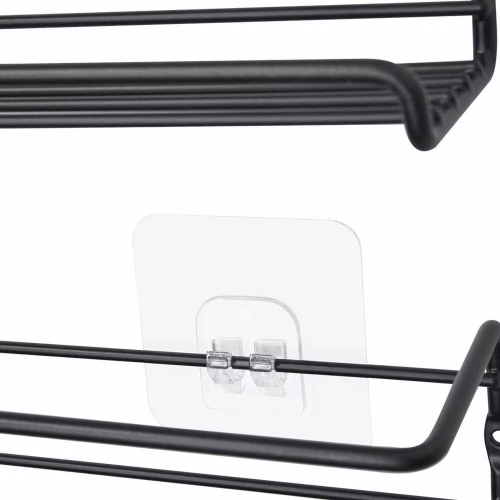PAWNORA 2 Pack Black Metal Wall Mounted Spice Rack for Kitchen Cupboards – 2