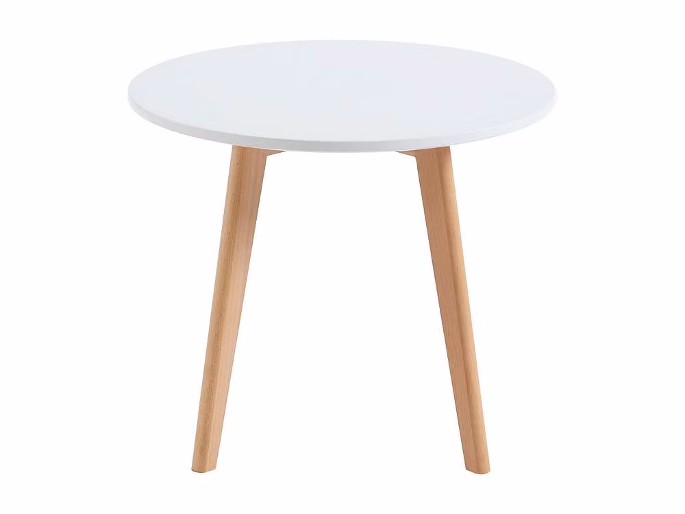 Vente-unique LOULOUNE Childrens Round Table in White and Natural Beech Wood, W: 60 cm, D: 60 cm, H: 51 cm – 2