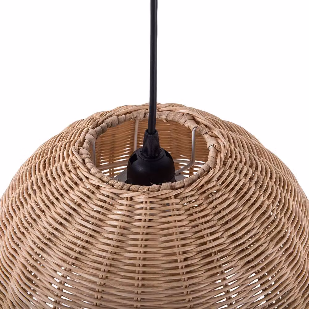 Wyld and Coco Natural Rattan Dome Pendant Lamp in Beige and Sand – 4