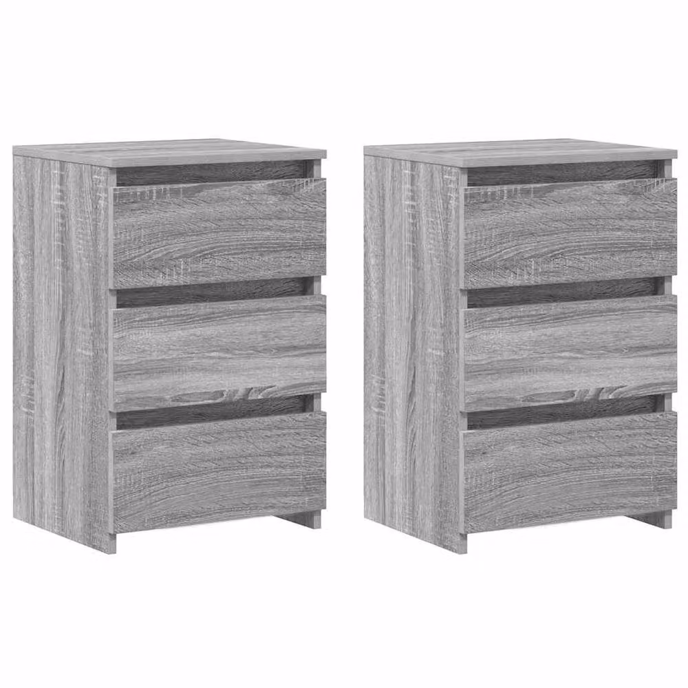 Berkfield Home Set of 2 Decorative Bedside Cabinets in Grey Sonoma, W/D/H: 40 x 35 x 62.5 cm – 2