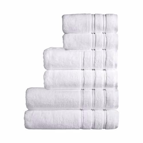 Christy Antalya 6 Piece Luxury Family Towel Set in White, 100% Turkish Cotton, 600GSM