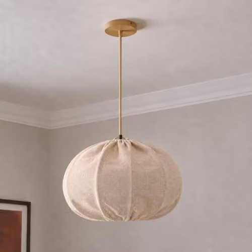 CGC Lighting Serafina Oval Linen Fabric Lampshade in Beige, Width: 45 cm – 1