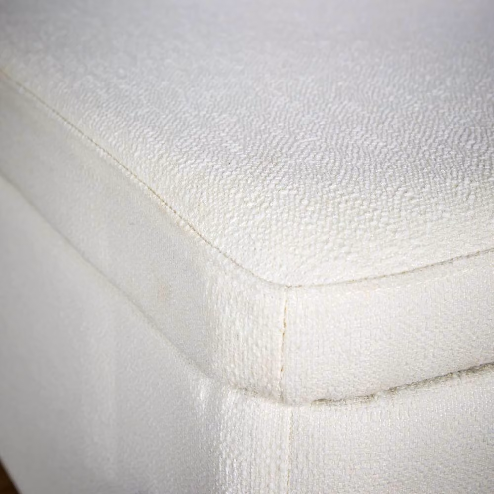 Home Source White Boucle and Velvet Storage Ottoman Seat with Metal Legs – 3