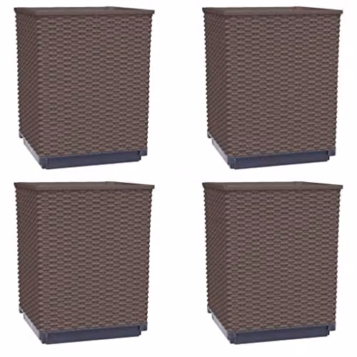 vidaXL Set of 4 Brown Polypropylene Planter Tubs, W/D/H: 30 x 30 x 37 cm – 1