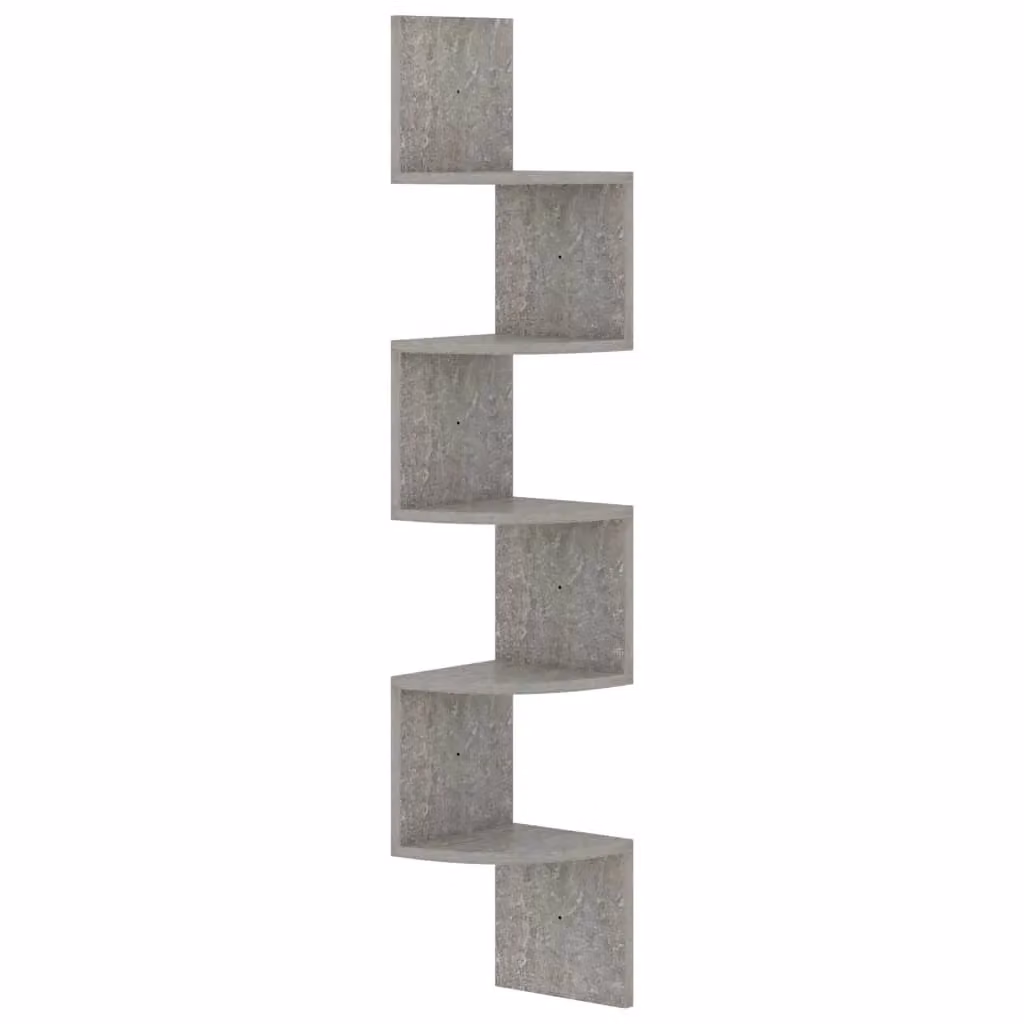 Berkfield Home Wall Mounted Corner Shelf in Concrete Grey, W/D/H: 19 x 19 x 123 cm – 2
