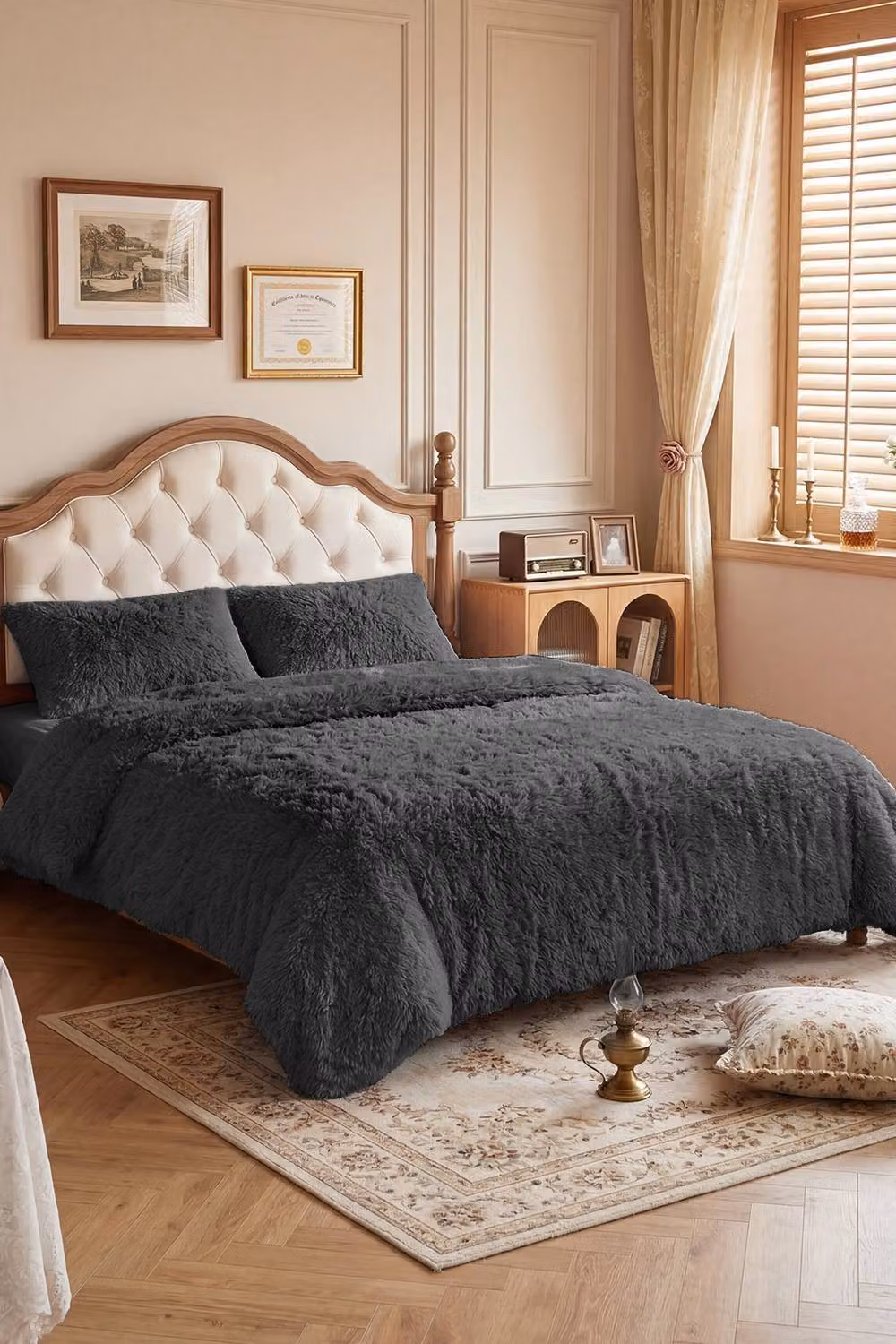 Living and Home 3-Piece Faux Mink Fleece Duvet Set and Pillowcase in Grey, Single (90 x 200 cm) – 6