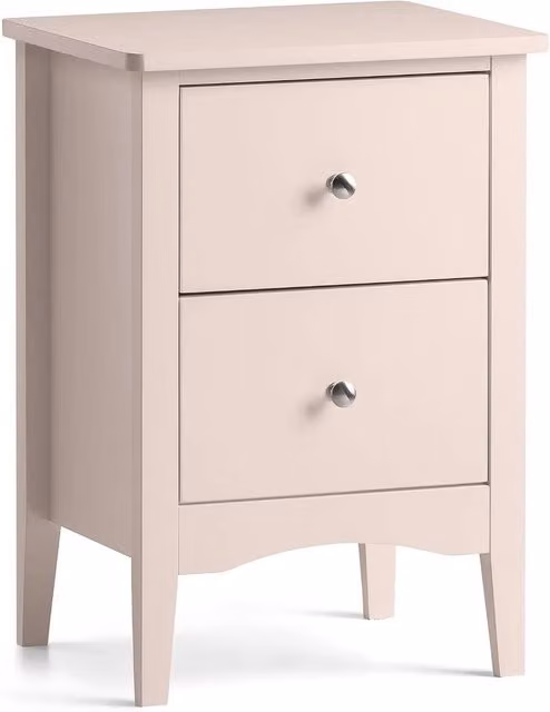 FORGEVIO Modern 2 Drawer Pink MDF and Wood Bedside Nightstand, W/D/H: 30 x 40 x 57 cm