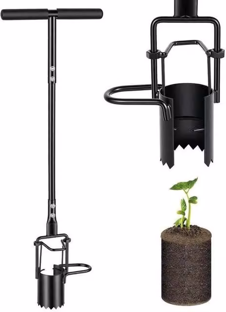 Kelvenix Long Handle Garden Bulb Planter in Black, 100g