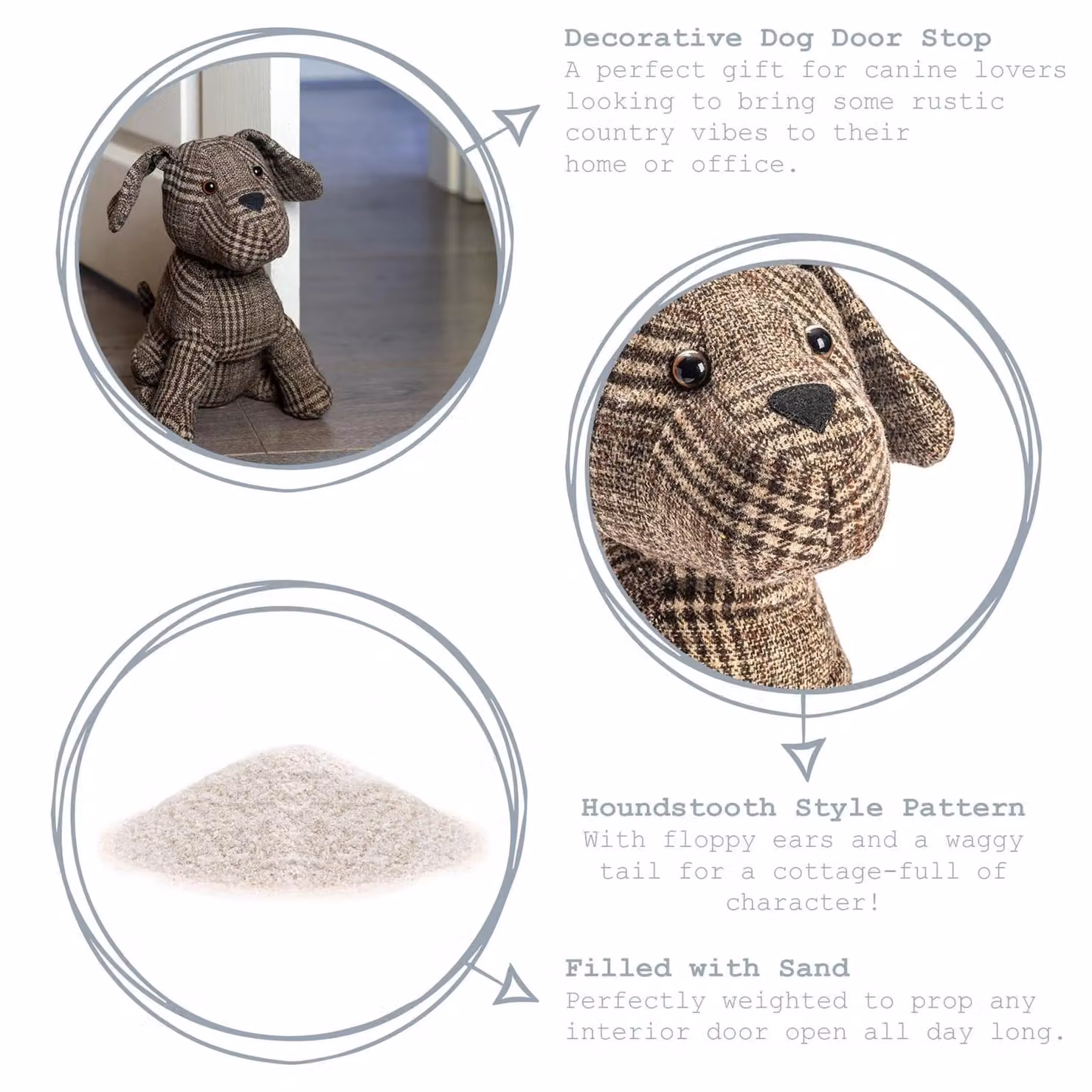Nicola Spring Milo The Dog Door Stops, Brown, Pack of 2, H 19 x W 26.5 cm – 7