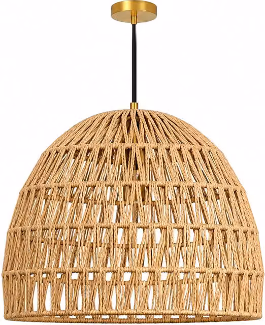 Innoteck Scandinavian Rattan Dome Pendant Light Shade in Beige