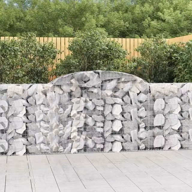 Berkfield Home Arched Gabion Baskets, 3 Piece Set, Silver Galvanised Steel, W: 300 cm, D: 30 cm, H: 100/120 cm